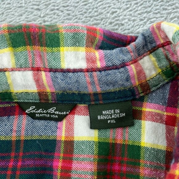 Eddie Bauer Womens Plaid Flannel Shirt PXL Long Sleeve 100% Cotton 5824 - Picture 4 of 8